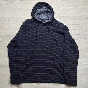 DC Shoe Co Light Weight Hoodie Mens Large Black Stripe Pullover Long Sleeve